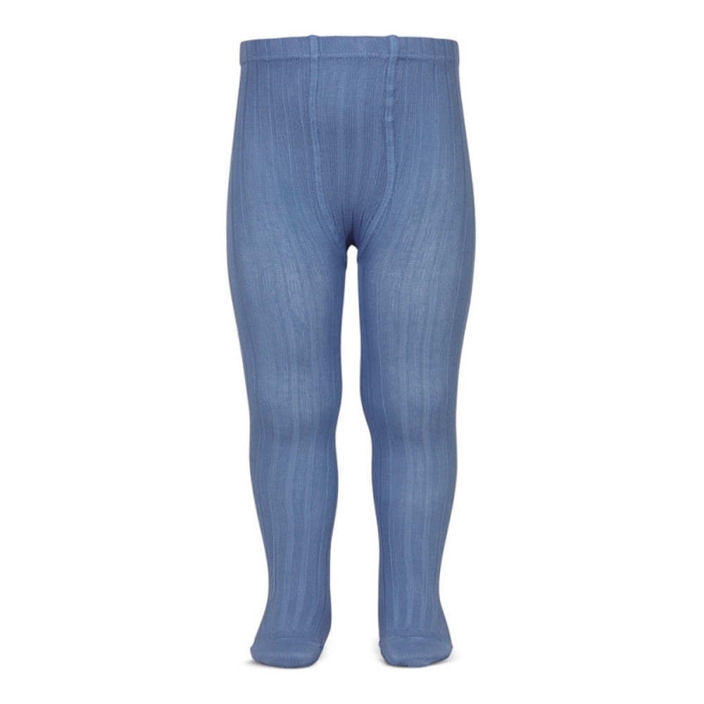 Condor Ribbed Tights In French Blue, Size 2 - Picture 2 of 5